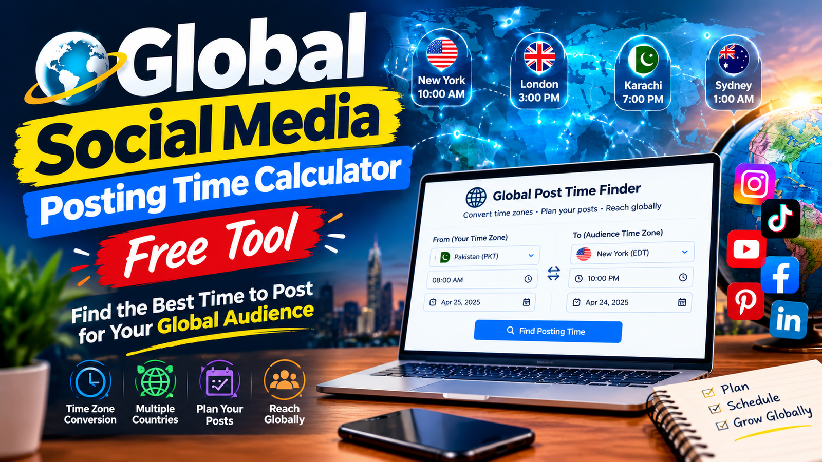 Global Social Media Posting Time Calculator – Free Tool